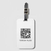 QR-Code-Scan bei Verlust Minimales einfaches weiße Gepäckanhänger (Vorderseite Vertikal)