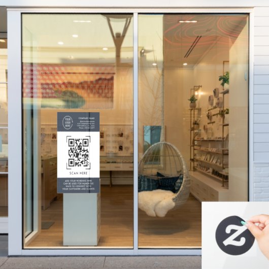 QR-Code-Scan | Firmenlogo Professional Fensteraufkleber (Schaufenster)