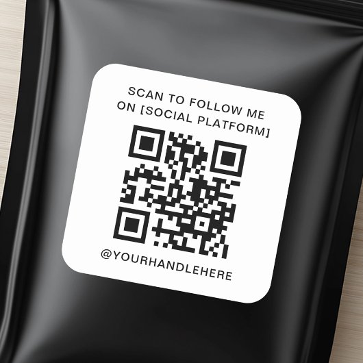 QR-Code-Scan folgen mir auf Social Media-Plattform Quadratischer Aufkleber