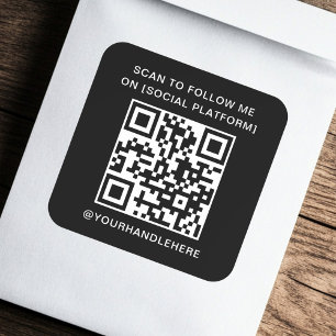 QR-Code-Scan folgen mir auf Social Media schwarz Quadratischer Aufkleber