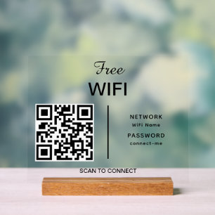 QR-Code-Scan für das Wifi-Netzwerk, um moderne Ver Acrylschild