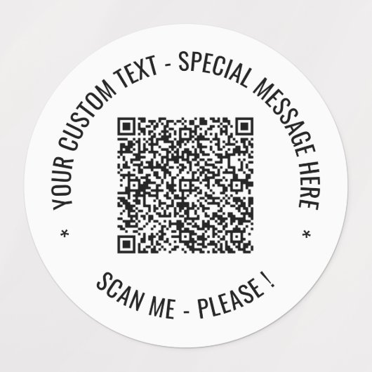 QR Code Scan Info Benutzerdefinierte Text- und Far Etiketten (Design 2)