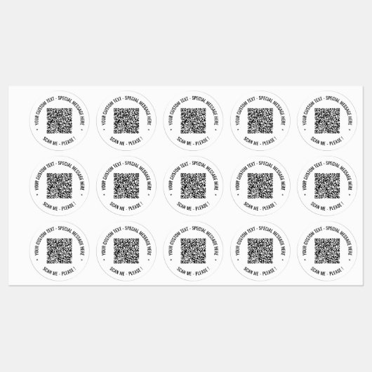 QR Code Scan Info Benutzerdefinierte Text- und Far Etiketten (Blatt)