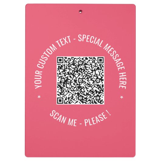 QR-Code Scan Info Benutzerdefinierte Text- und Far Klemmbrett (Rückseite)