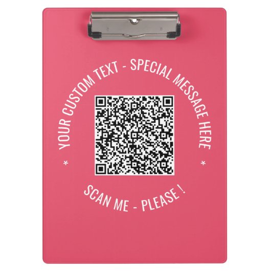 QR-Code Scan Info Benutzerdefinierte Text- und Far Klemmbrett (Vorderseite)