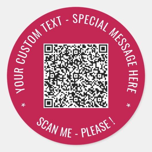 QR Code Scan Info Benutzerdefinierte Textaufkleber Runder Aufkleber (Vorderseite)