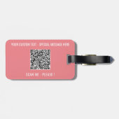 QR Code Scan Info Benutzerdefinierte Textfarben Ge Gepäckanhänger (Rückseite horizontal)