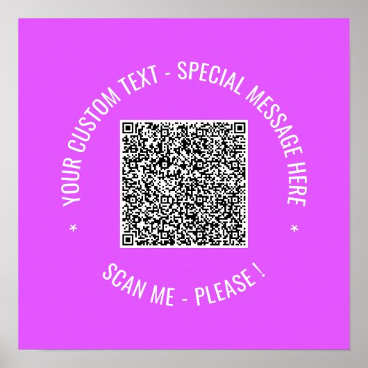 QR Code Scan Info Benutzerdefinierte Textfarben Po Poster (Vorne)