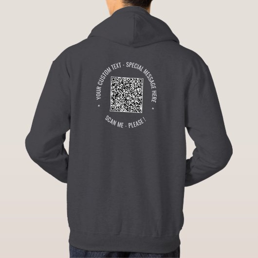 QR Code Scan Info Benutzerdefinierter Text für Ihr Hoodie (Rückseite)