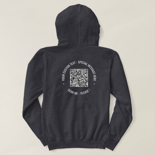 QR Code Scan Info Benutzerdefinierter Text für Ihr Hoodie (Design Rückseite)