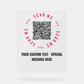 QR-Code-Scan Info Benutzerdefinierter Text-Tabelle Acrylschild (Vorderseite)