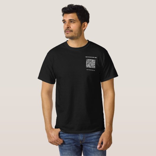 QR-Code-Scan-Info Benutzerdefinierter Text- und Fa T-Shirt (Vorne ganz)
