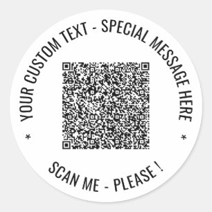 QR Code Scan Info Benutzerdefinierter Text und Far Runder Aufkleber