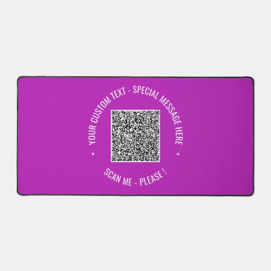 QR Code Scan Info Benutzerdefinierter Text und Far Schreibtischunterlage (Vorderseite)