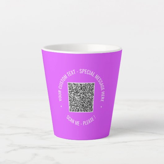 QR-Code-Scan-Info Benutzerdefinierter Text und Tas Milchtasse (Vorderseite)