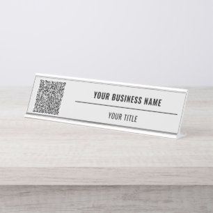 QR Code Scan Info Business Desk Name Plakat Schreibtischnamensplakette