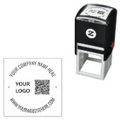 QR-Code-Scan-Info-Logo Benutzerdefinierte Text-Run Permastempel (Beispiel)