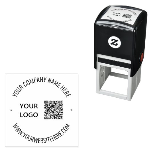 QR-Code-Scan-Info-Logo Benutzerdefinierte Text-Run Permastempel (Beispiel)