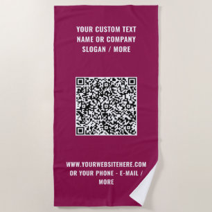 QR Code Scan Info Strandtuch Ihr Text und Farben