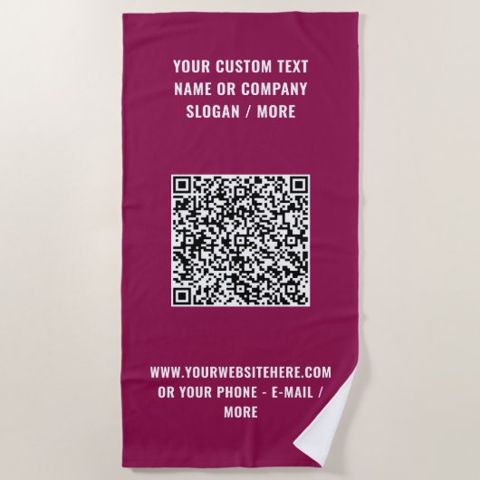 QR Code Scan Info Strandtuch Ihr Text und Farben (Vorderseite)