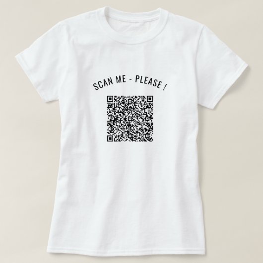QR Code Scan Info Text Personalisierter T - Shirt (Design vorne)