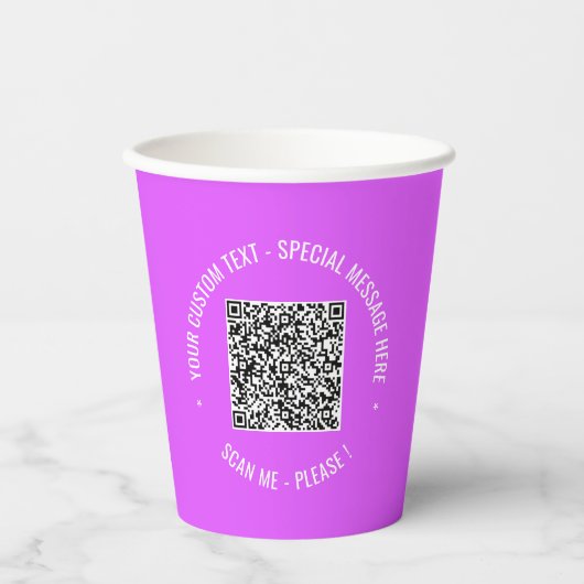 QR Code Scan Info Text und Farben Papiergruppen Pappbecher (Vorderseite)