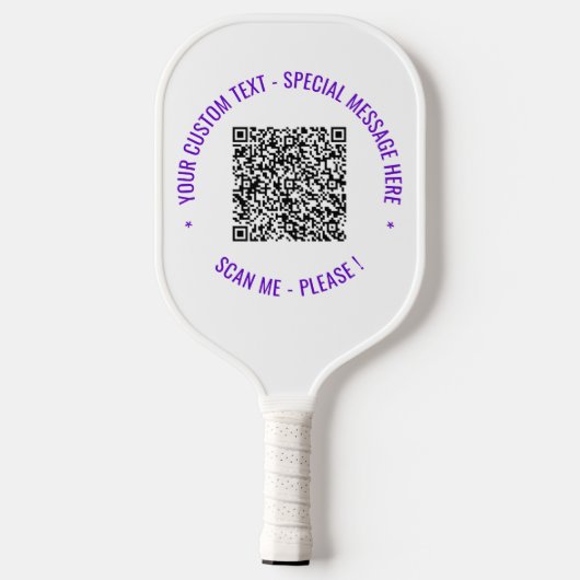 QR Code Scan Info Text und Farbstapel Paddel Pickleball Schläger (Rückseite)