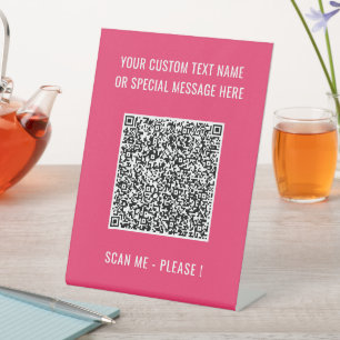 QR-Code-Scan-Info und benutzerdefiniertes Text-Vor Sockelschild