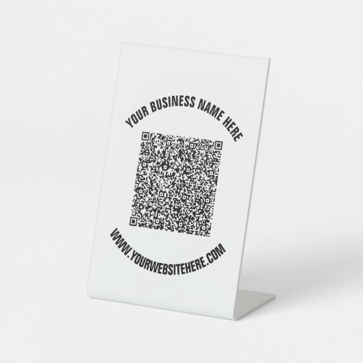 QR-Code-Scan-Info und benutzerdefiniertes Text-Vor Sockelschild (Vorderseite)