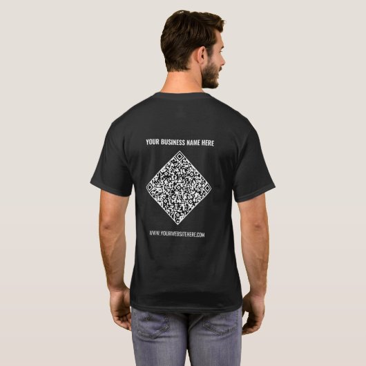 QR Code Scan Info und Custom Text Business T - Shi T-Shirt (Schwarz voll)