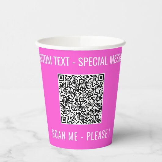 QR Code Scan Info und Text Paper Cups wählen Farbe Pappbecher (Links)