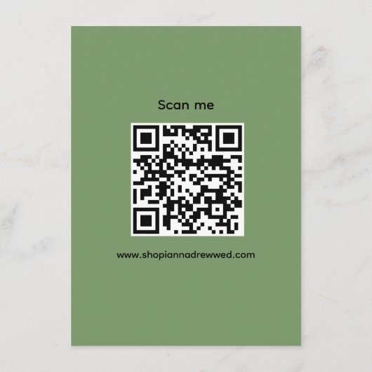 QR Code Scan Me Boho Couple Wine Wedding Begleitkarte (Rückseite)