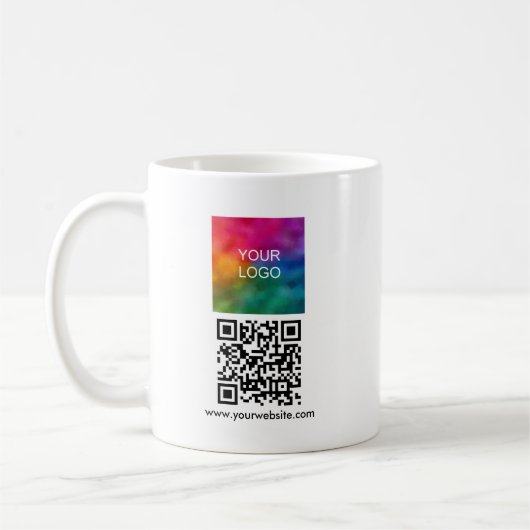 QR Code Scan Me Upload Logo Modern Simple Template Kaffeetasse (Links)
