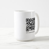 QR Code Scan Me Website Url Template Weiß groß Kaffeetasse (VorderseiteRechts)