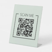 QR-Code Scan mich Sage Grün Geschäft Sockelschild (Vorderseite)