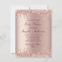 QR Code Scan Rose Gold Baby Girl Dusche Einladung