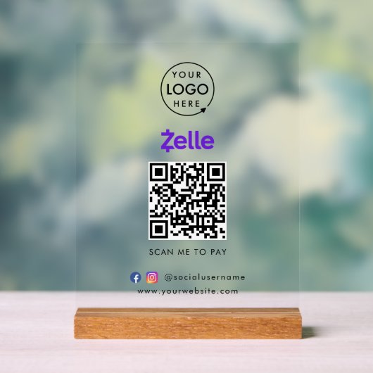 QR-Code | Scan to Pay Business Logo Acrylschild (Neutral)