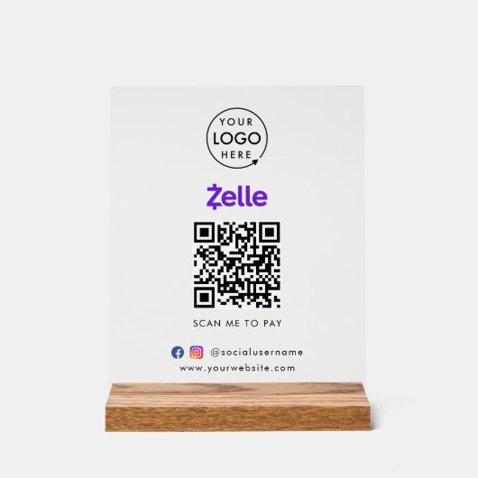 QR-Code | Scan to Pay Business Logo Acrylschild (Vorderseite)