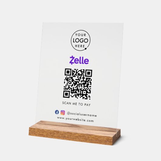 QR-Code | Scan to Pay Business Logo Acrylschild (Winkel)