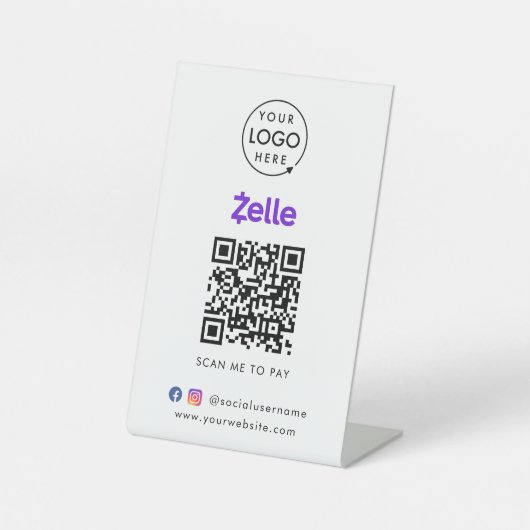 QR-Code | Scan to Pay Business Logo Sockelschild (Vorderseite)