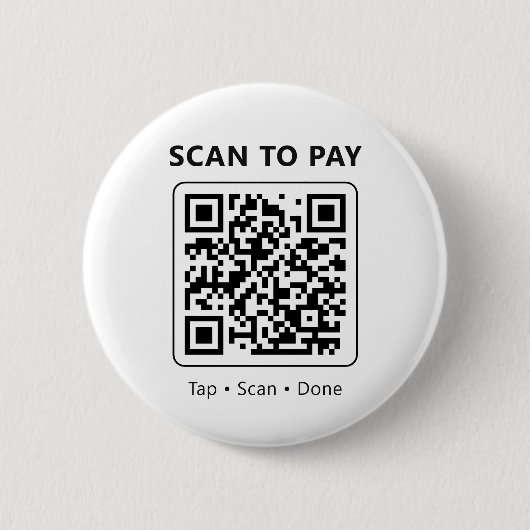 QR Code Scan to Pay Minimalist White Promotional Button (Vorderseite)
