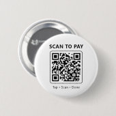 QR Code Scan to Pay Minimalist White Promotional Button (Vorne & Hinten)