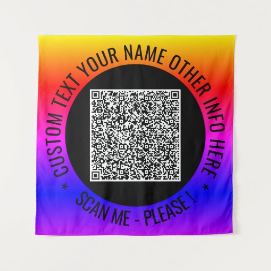 QR-Code-Scan und benutzerdefinierte Text-Farbbandb Wandteppich (Vorderseite)