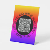 QR-Code-Scan und benutzerdefiniertes Text-Sperrzei Sockelschild (Vorderseite)