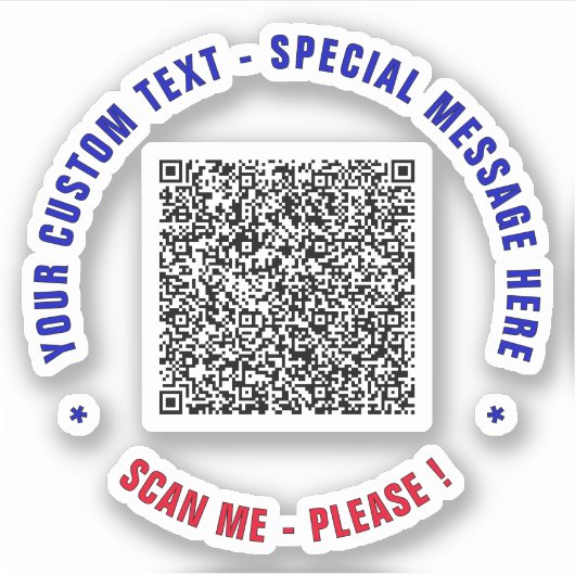 QR-Code-Scan und Vorlage für benutzerdefinierte Te Aufkleber (Vorderseite)