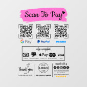 QR Code Scan zu bezahlen Venmo Paypal Google Pay Fensteraufkleber (Blatt)