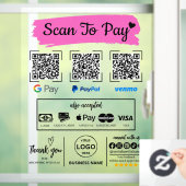 QR Code Scan zu bezahlen Venmo Paypal Google Pay Fensteraufkleber (Zuhause)