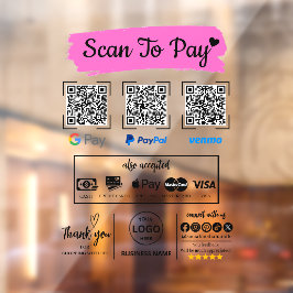 QR Code Scan zu bezahlen Venmo Paypal Google Pay Fensteraufkleber