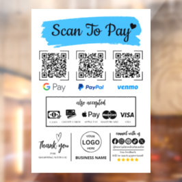 QR Code Scan zu bezahlen Venmo Paypal Google Pay Fensteraufkleber