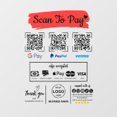 QR Code Scan zu bezahlen Venmo Paypal Google Pay Fensteraufkleber (Blatt)